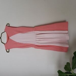 Lapina David Helwani two tone peach pink keyhole back skater dress, women's XS